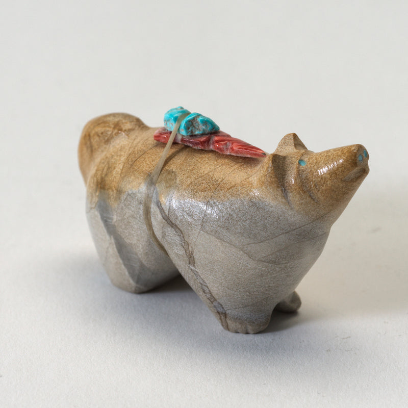 Delvin Leekya: Zuni Travertine, Mountain Lion