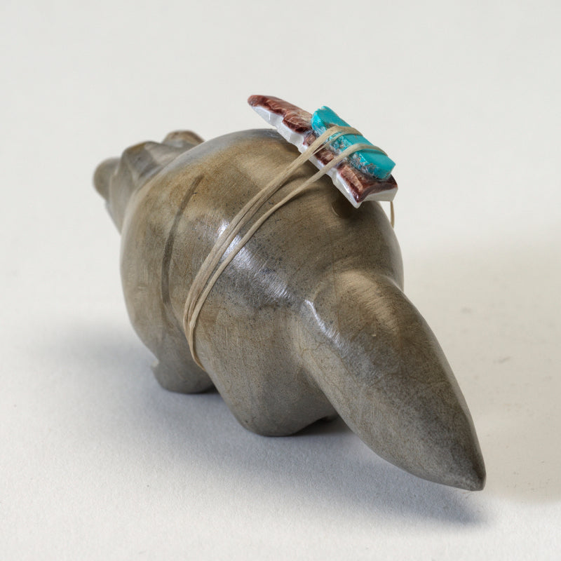 Delvin Leekya: Zuni Travertine, Bushy Tail Coyote