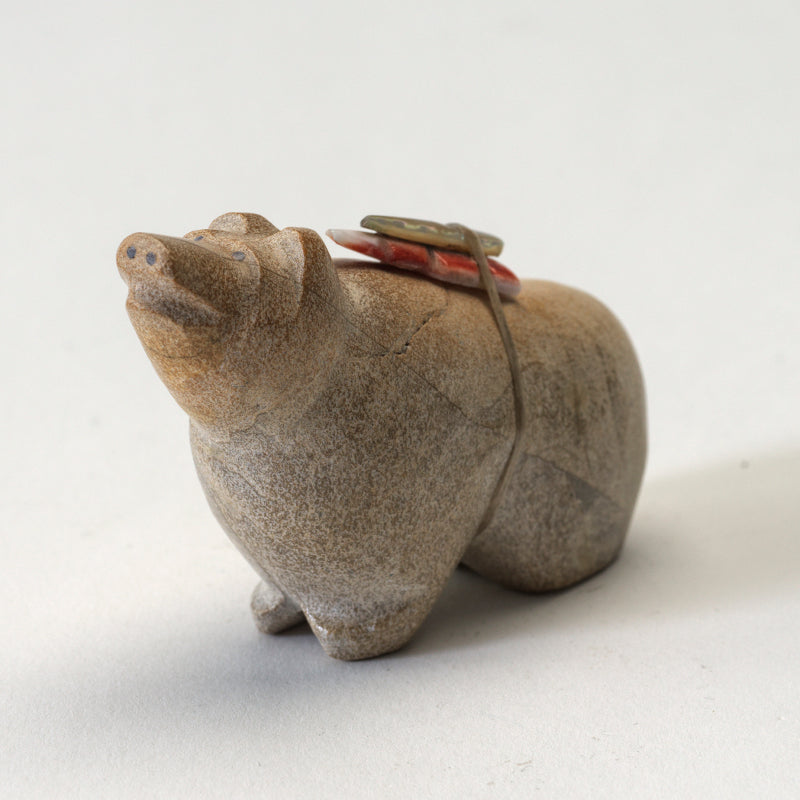 Delvin Leekya: Zuni Travertine, Bear With Bundle