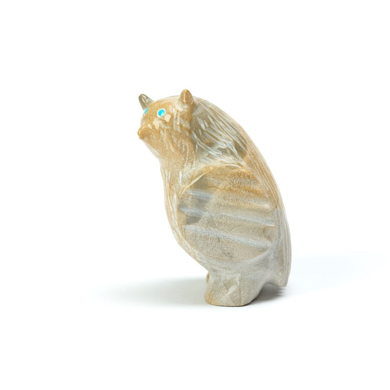 Delvin Leekya: Zuni Travertine, Owl
