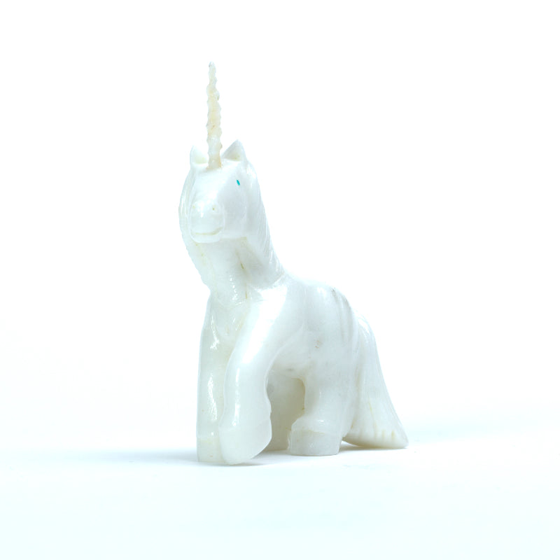 Bryston Bowannie: White Marble, Unicorn With Turquoise Eyes