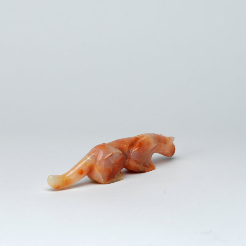 Ronnie Lunasee: Mangano Calcite Mountain Lion with Turquoise Eyes