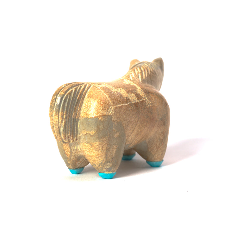 Hayes Leekya: Zuni Stone , Horse with Turquoise Hooves & Blanket