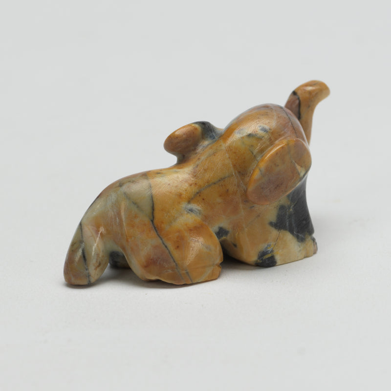 Molly Cheama: Leopard Marble Elephant with Turquoise Eyes