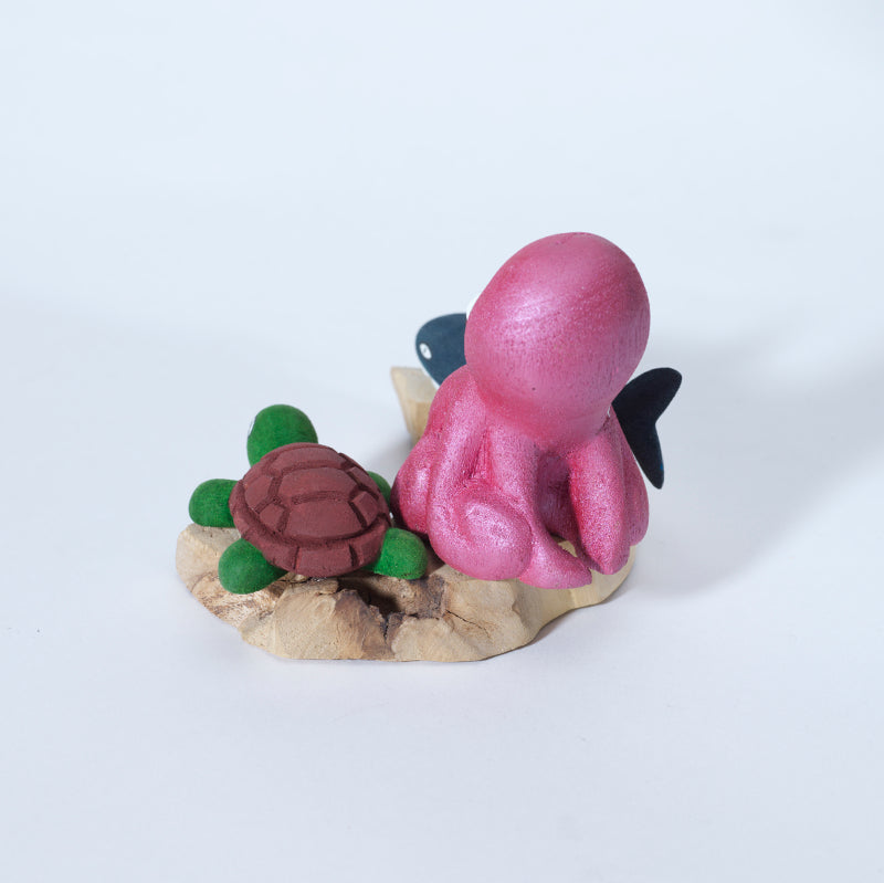 Evander Shelendewa: Cottonwood, Whale, Octopus & Turtle on Base