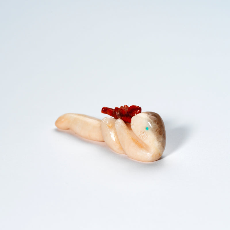 Justin Red Elk: Alabaster & Apple Coral, Otter with Baby Otter