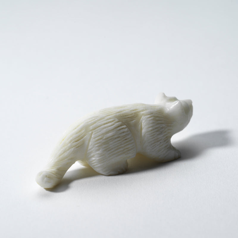 Nelson Yatsattie: White Marble, Mountain Lion with Turquoise Eyes