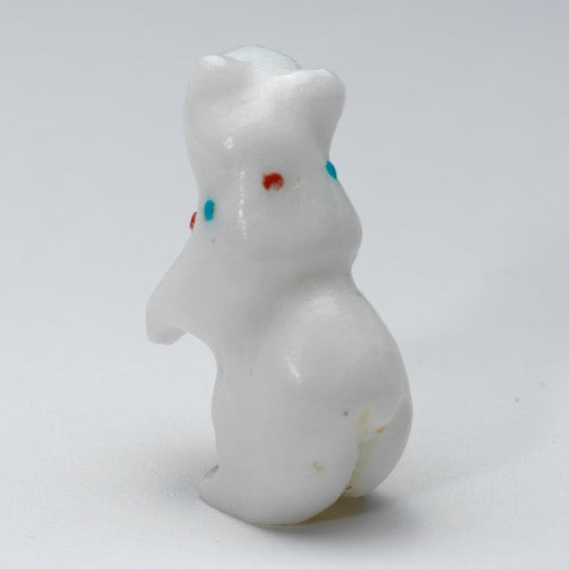 Eddington Hannaweeka: White Alabaster with Coral & Turquoise Inlay, Standing Bear