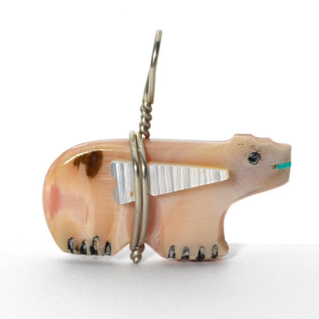 Darren Boone: Pink Mussel Shell, Bear Pendant