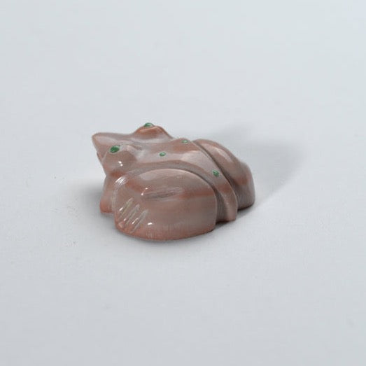 Georgette Quam: Dolomite with Turquoise Inlay, Frog