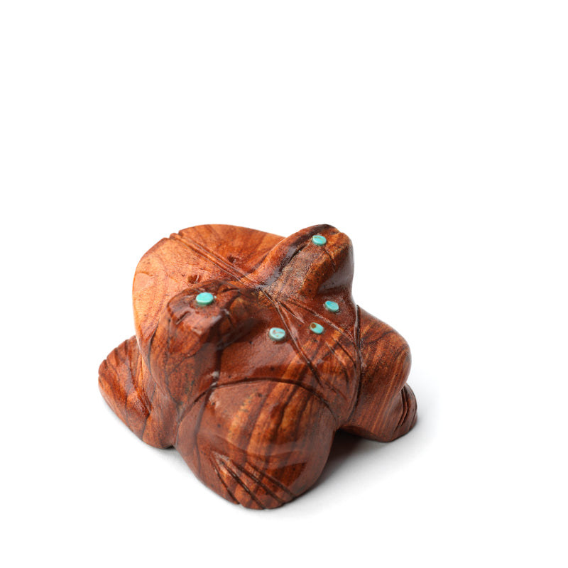 Louise Ponchuella: Sedona Sandstone, Frog with Turquoise Inlay