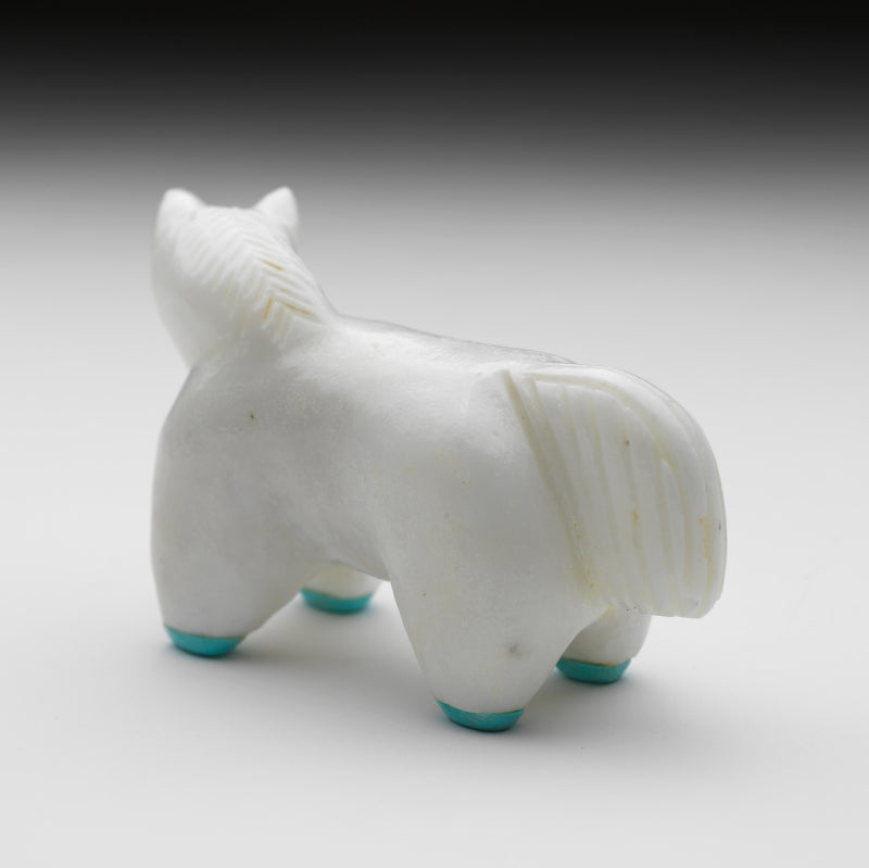 Hayes Leekya: White Marble with Turquoise Hooves, Horse