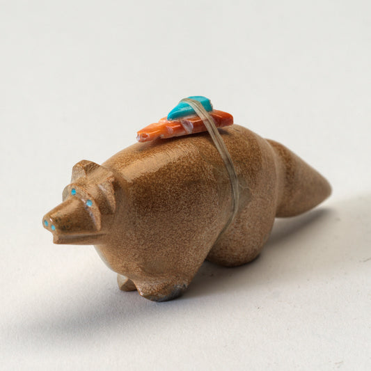 Delvin Leekya: Zuni Travertine, Wolf