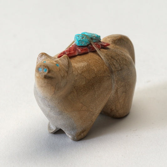 Delvin Leekya: Zuni Travertine, Mountain Lion