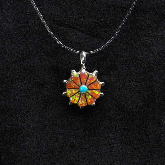 Fabeola Yamutewa: Orange Lab Opal Flower, Pendant