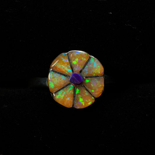 Fabeola Yamutewa: Orange Lab Opal Flower, Ring