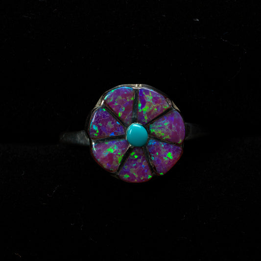 Fabeola Yamutewa: Purple Lab Opal Flower, Ring