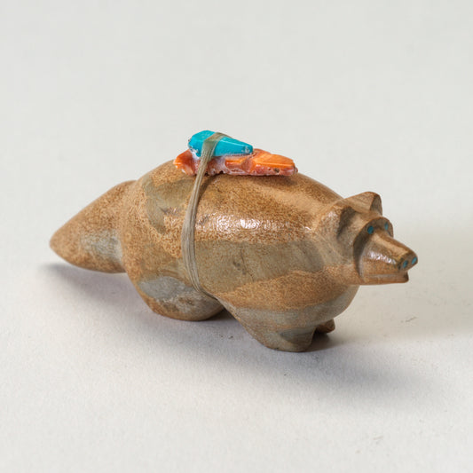 Delvin Leekya: Zuni Travertine, Wolf