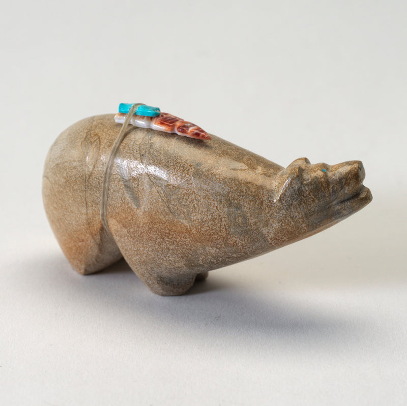 Delvin Leekya: Zuni Travertine, Bear