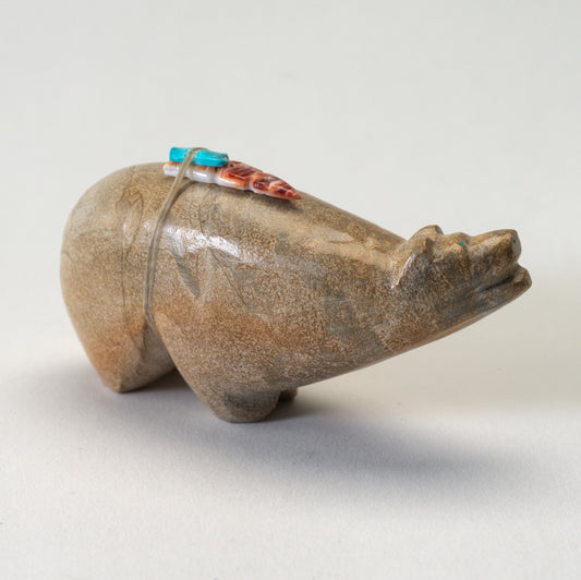 Delvin Leekya: Zuni Travertine, Bear