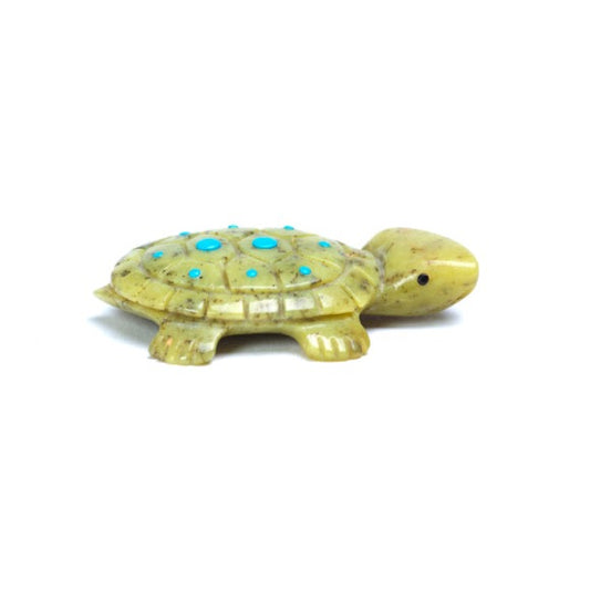 Georgette Quam: Serpentine, Turtle With Turquoise Dots
