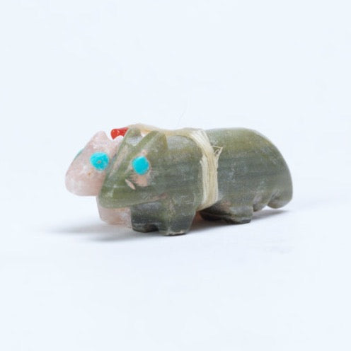 Lorandina Sheshe: Serpentine & Pink Quartz, Old Style (Traditional) Coyotes