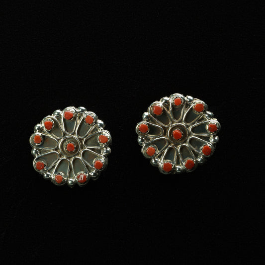 Joann Cheama: Coral, Pinwheel Earrings
