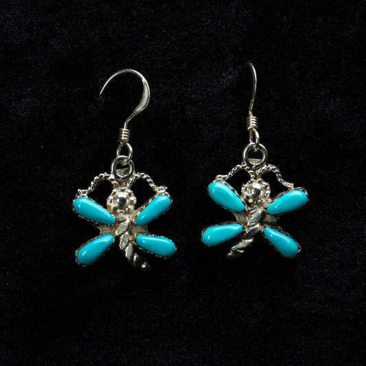 Erva Quam: Turquoise, French Hook Dragonfly Earrings