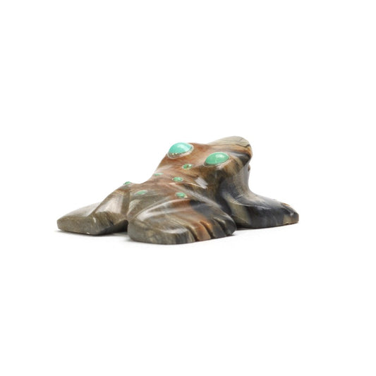 Alex Poncho: Picasso Marble, Frog with Turquoise Inlay