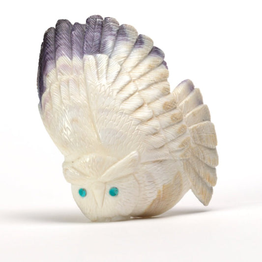 Brian Yatsattie: Quahog (Wampum) Clam Shell, Owl