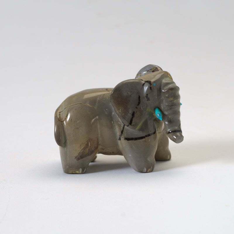 Enrike Leekya: Septarian, Elephant w/turquoise tusks