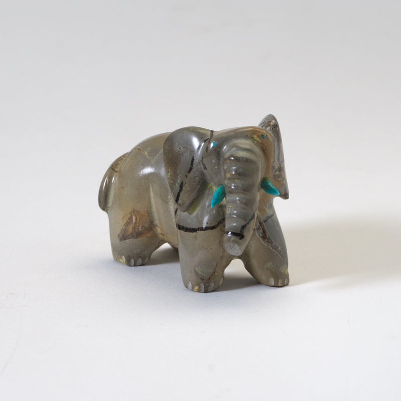 Enrike Leekya: Septarian, Elephant w/turquoise tusks