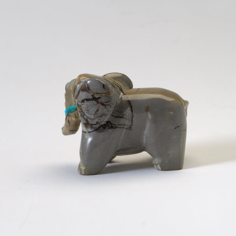 Enrike Leekya: Septarian, Elephant w/turquoise tusks