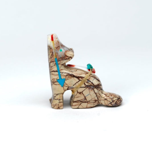 Fernando Laiwekate: Quartz Veined Marble, Howling Wolf With Turquoise Heartline & Bundle
