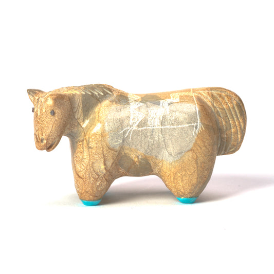Hayes Leekya: Zuni Stone , Horse with Turquoise Hooves & Blanket