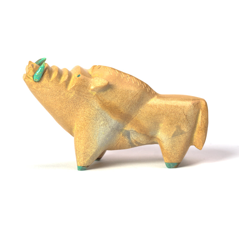 Enrike Leekya: Zuni Travertine Stone, Wild Boar