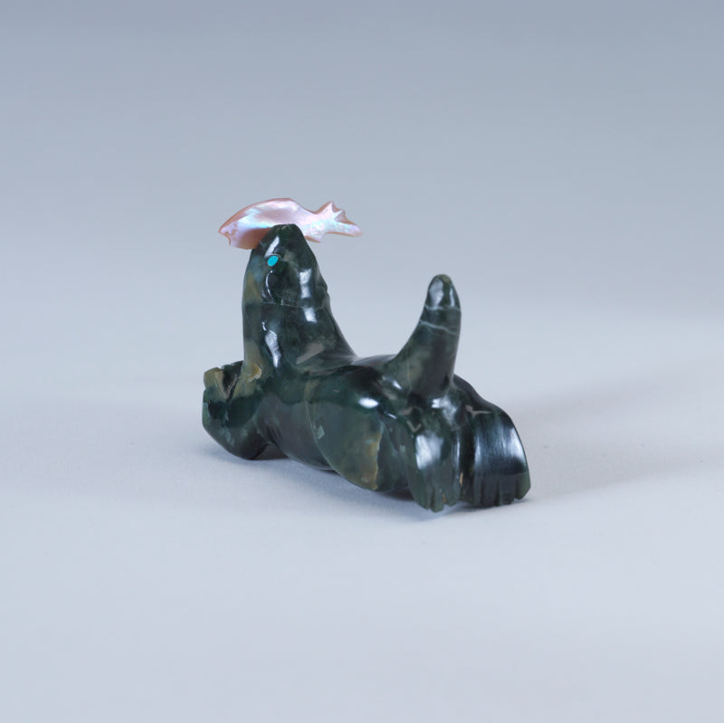Gibbs Othole: Jadeite, Seal with Fish – Zuni Artist Resource Team