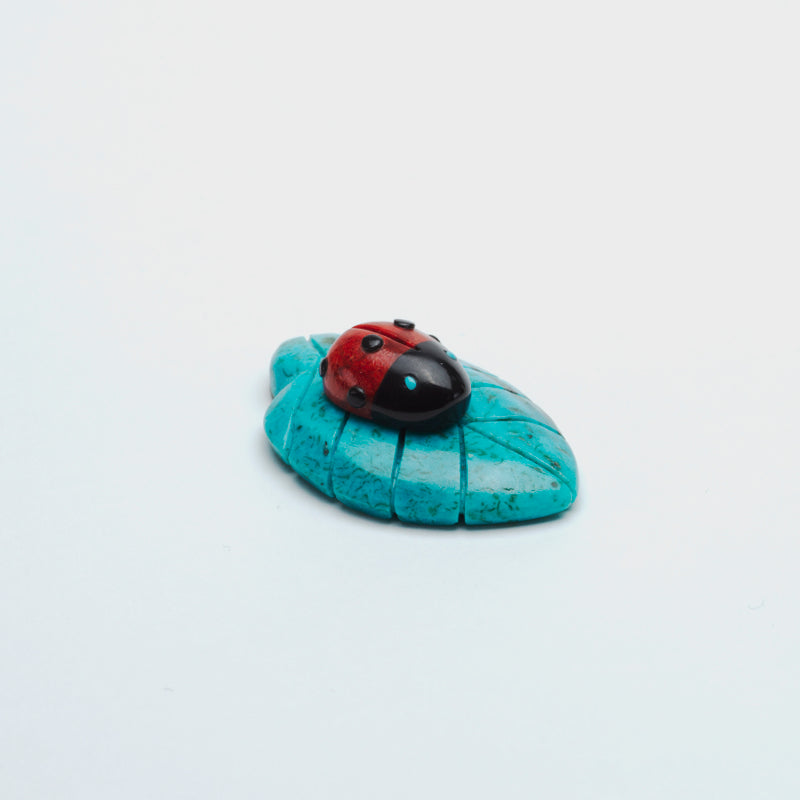 Turquoise Ladybug Georgette Quam: Coral/Jet Ladybug on Kingman Turquoise Leaf – Zuni ...