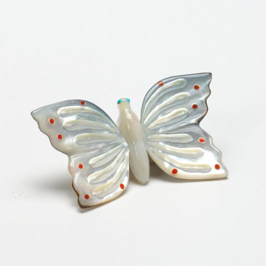 Clissa Martin: Black Lip Shell with Coral & Turquoise Inlay, Butterfly