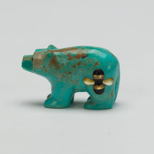 Clissa Martin: Turquoise, Sitting Bear With Bumble Bee
