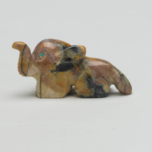 Molly Cheama: Leopard Marble Elephant with Turquoise Eyes