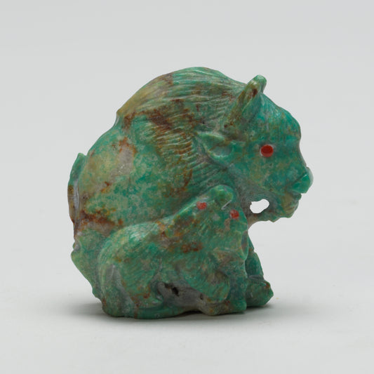 Derrick Kaamasee: Turquoise Bison with Coyote