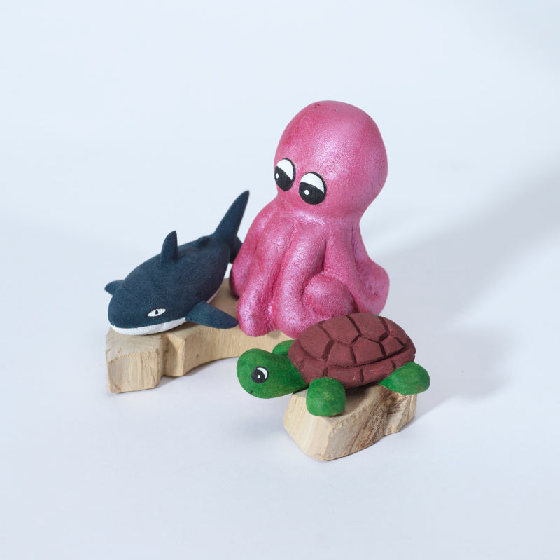 Evander Shelendewa: Cottonwood, Whale, Octopus & Turtle on Base