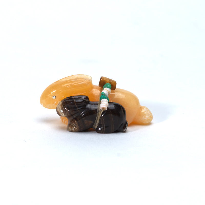 Daisy Rose Leonard: Rootbeer Onyx/Calcite, Double Rabbits