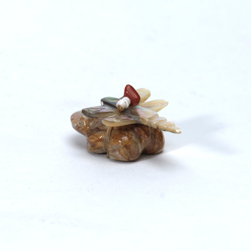 Daisy Rose Leonard: Picasso Marble, Frog with Abalone Dragonfly