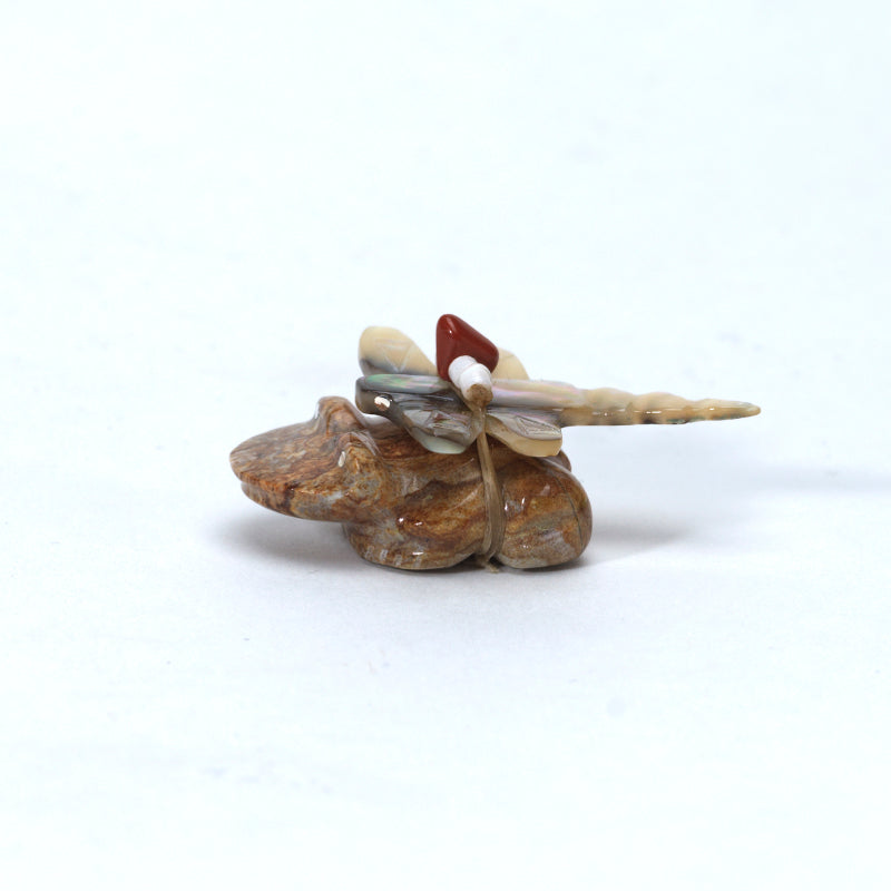 Daisy Rose Leonard: Picasso Marble, Frog with Abalone Dragonfly