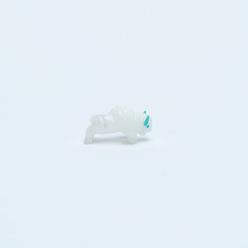 Raybert Kanteena: White Alabaster, Buffalo with Turquoise Horns
