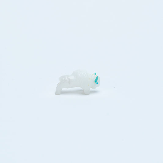 Raybert Kanteena: White Alabaster, Buffalo with Turquoise Horns
