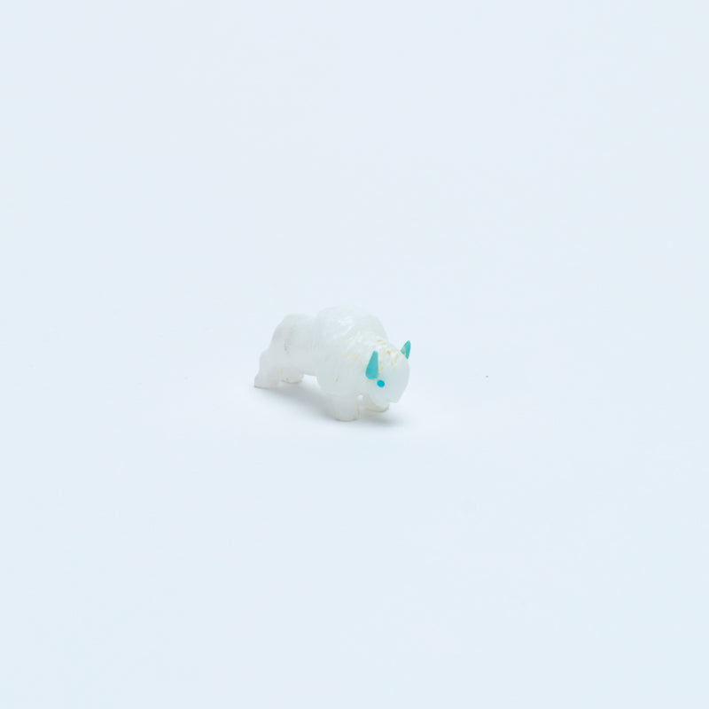 Raybert Kanteena: White Alabaster, Buffalo with Turquoise Horns