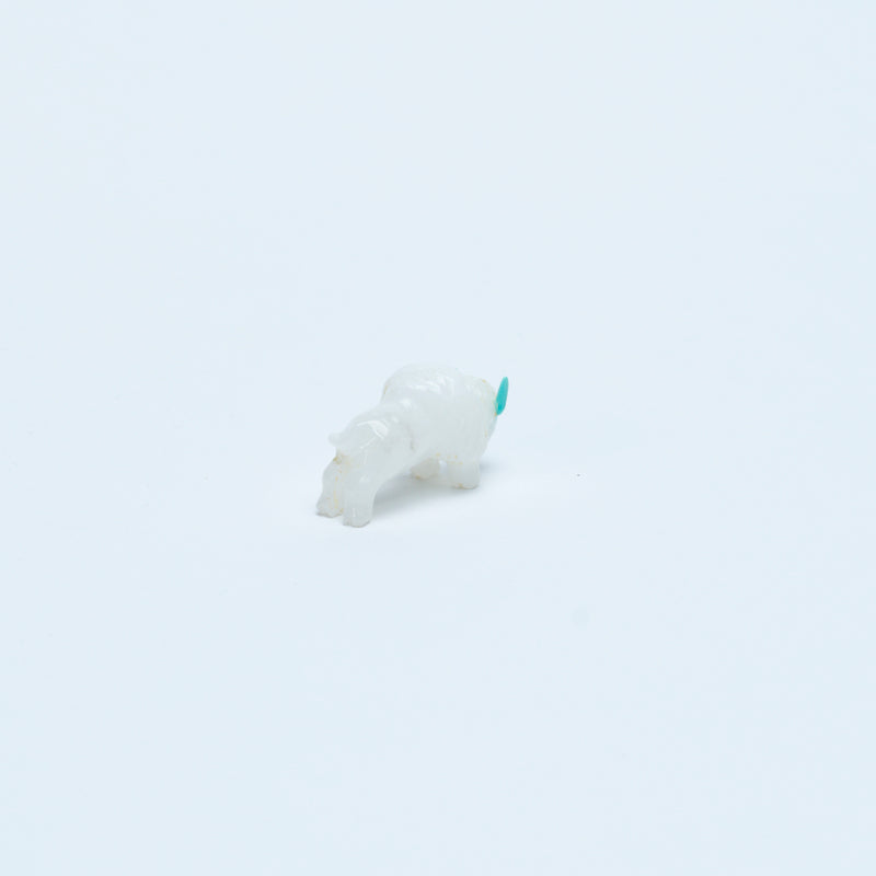 Raybert Kanteena: White Alabaster, Buffalo with Turquoise Horns